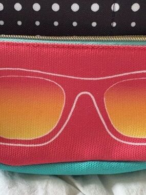 Bath & Body Works Pink and Teal Coin Charm Cosmetic Pouch